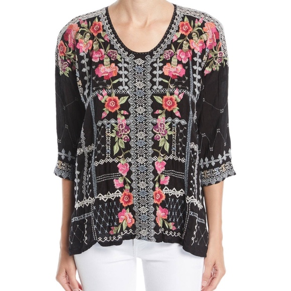 Johnny Was Tops - Johnny Was Carnation Embroidered Georgette Blouse